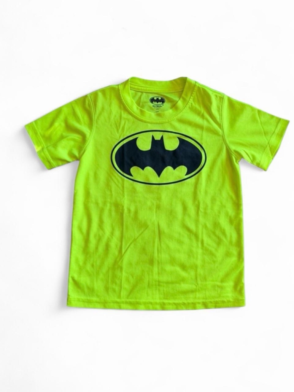 DC Comics Batman Neon Green Athletic Graphic Tee Shirt Size 6/7